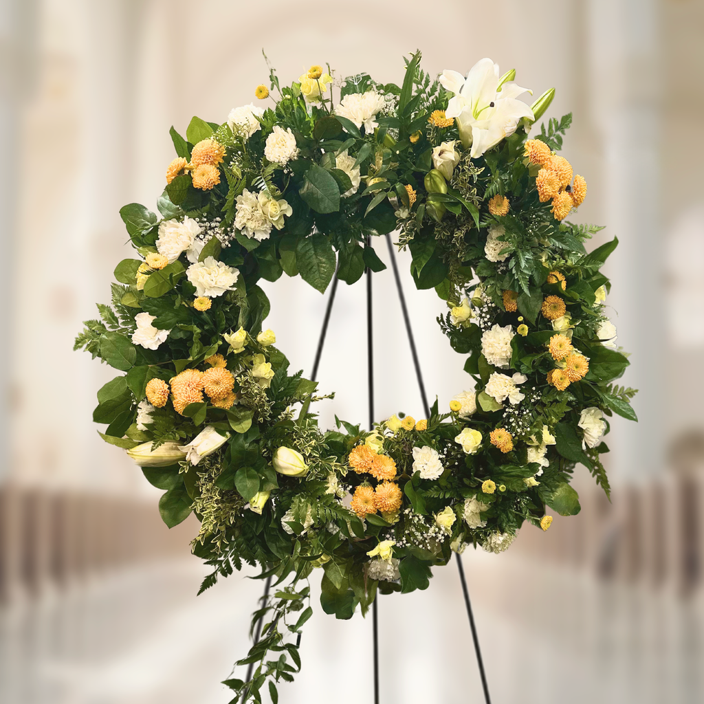 WY-790-CROCO-Funeral-Round-Wreath-Spray