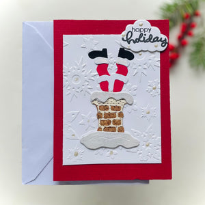 Happy Holidays - Santa in Chimney- Petalino Handmade Cards