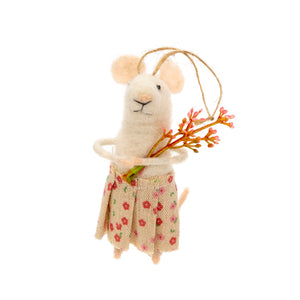 Posy Mouse Ornament - Wool Petalino Flower Bar & Events